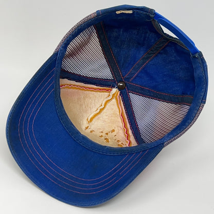 Vintage 80s Bass Cat Fishing Boats Trucker Hat Baseball Cap Mesh Snapback Blue