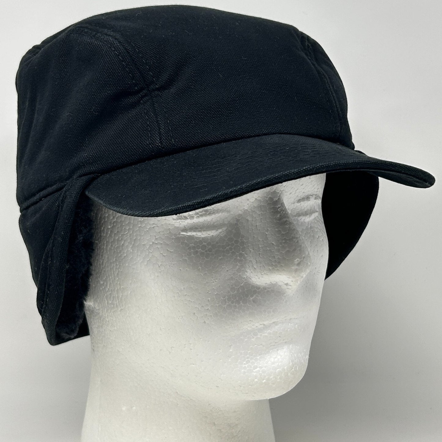 Broner Duck Work Cap Winter Hat Canvas Faux Fur Ear Flap Hunter Black M Medium