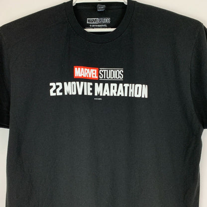 Camiseta de maratón de 22 películas de Marvel Studios para hombre, talla XL, talla XL, Infinity Saga, MCU, color negro