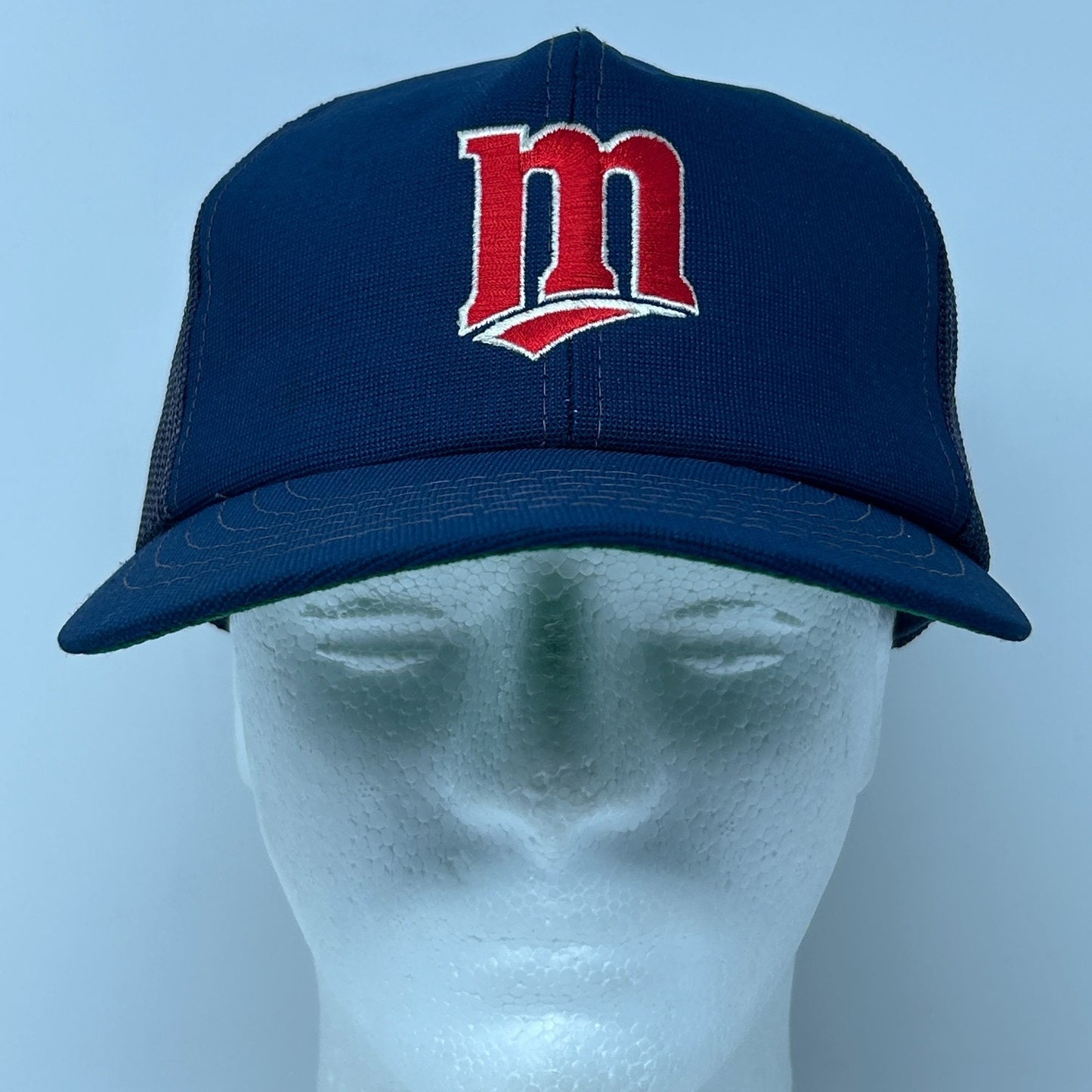 Vintage 80s Minnesota Twins Trucker Hat Baseball Cap Blue Mesh Snapback MLB