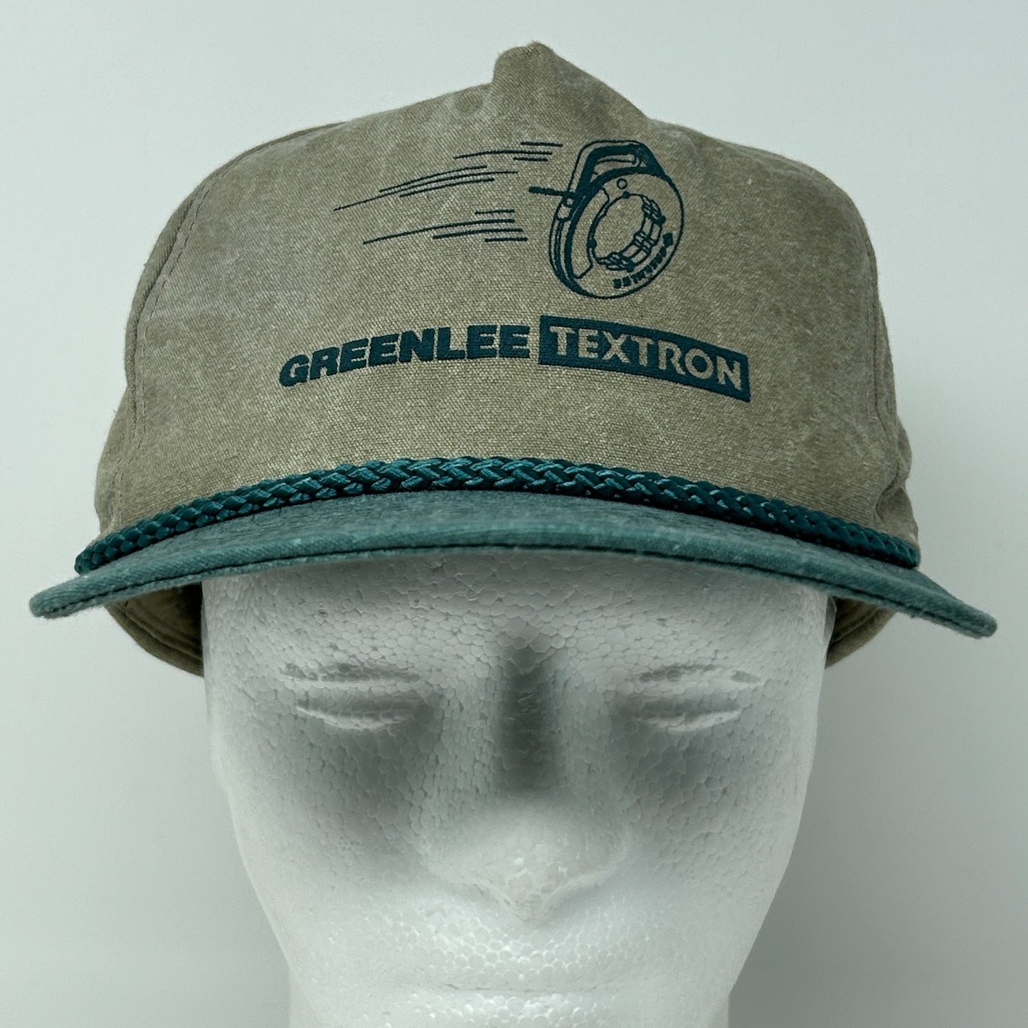 Vintage 90s Greenlee Textron Hat Baseball Cap Steel Fish Tape Snapback Beige