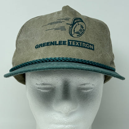 Vintage 90s Greenlee Textron Hat Baseball Cap Steel Fish Tape Snapback Beige