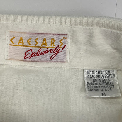 Vintage 80s Caesars Palace Golf Club Polo Shirt Las Vegas Casino White M Medium