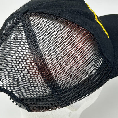 Vintage 80s KVAL Patch Trucker Hat Baseball Cap Made In USA Mesh Snapback Black