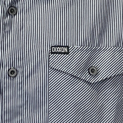 Dixxon Workforce Hickory Striped Button Front Shirt 2XL XXL Gray Short Sleeve