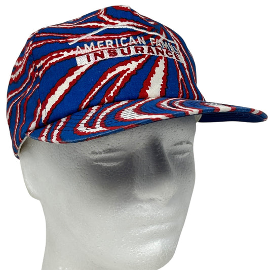 Vintage 80s American Family Insurance Hat Cap Blue Zebra Print K-Products