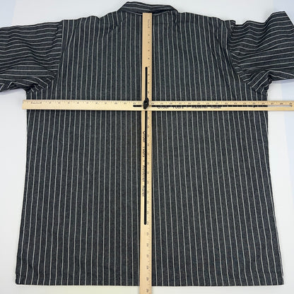 Ben Davis Hickory Striped Pullover 1/4 Zip Shirt XL X-Large Gray Short Sleeve