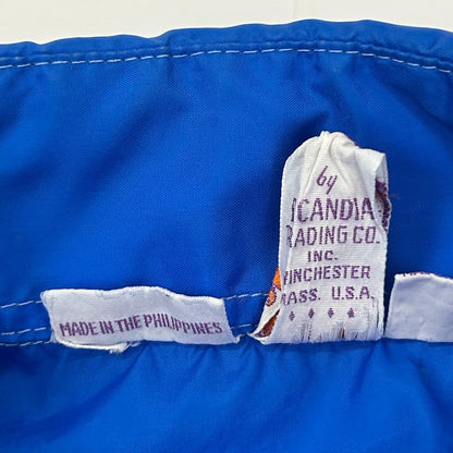 Vintage 70s Skyr Button Front Shirt Jacket Blue Disco Big Collar Nylon M Medium