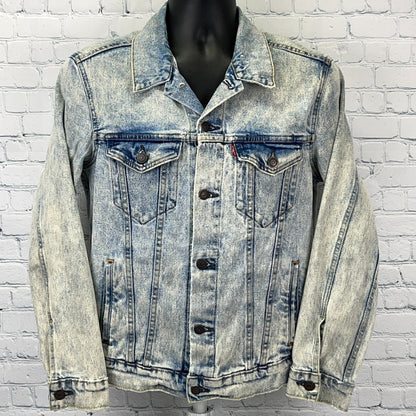 Levis Acid Wash Denim Jean Trucker Jacket S Small Cloud Blue Type III 72334-0225