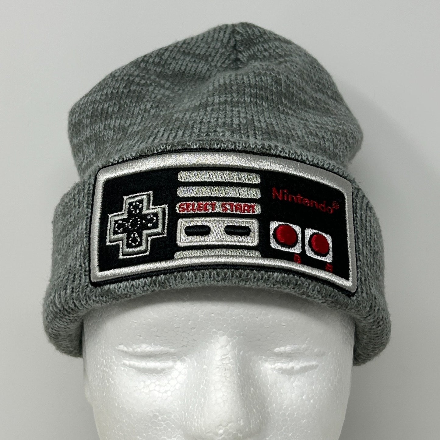 Nintendo NES Controller Beanie Winter Hat Toque Video Gamer Flip Cuffed Gray