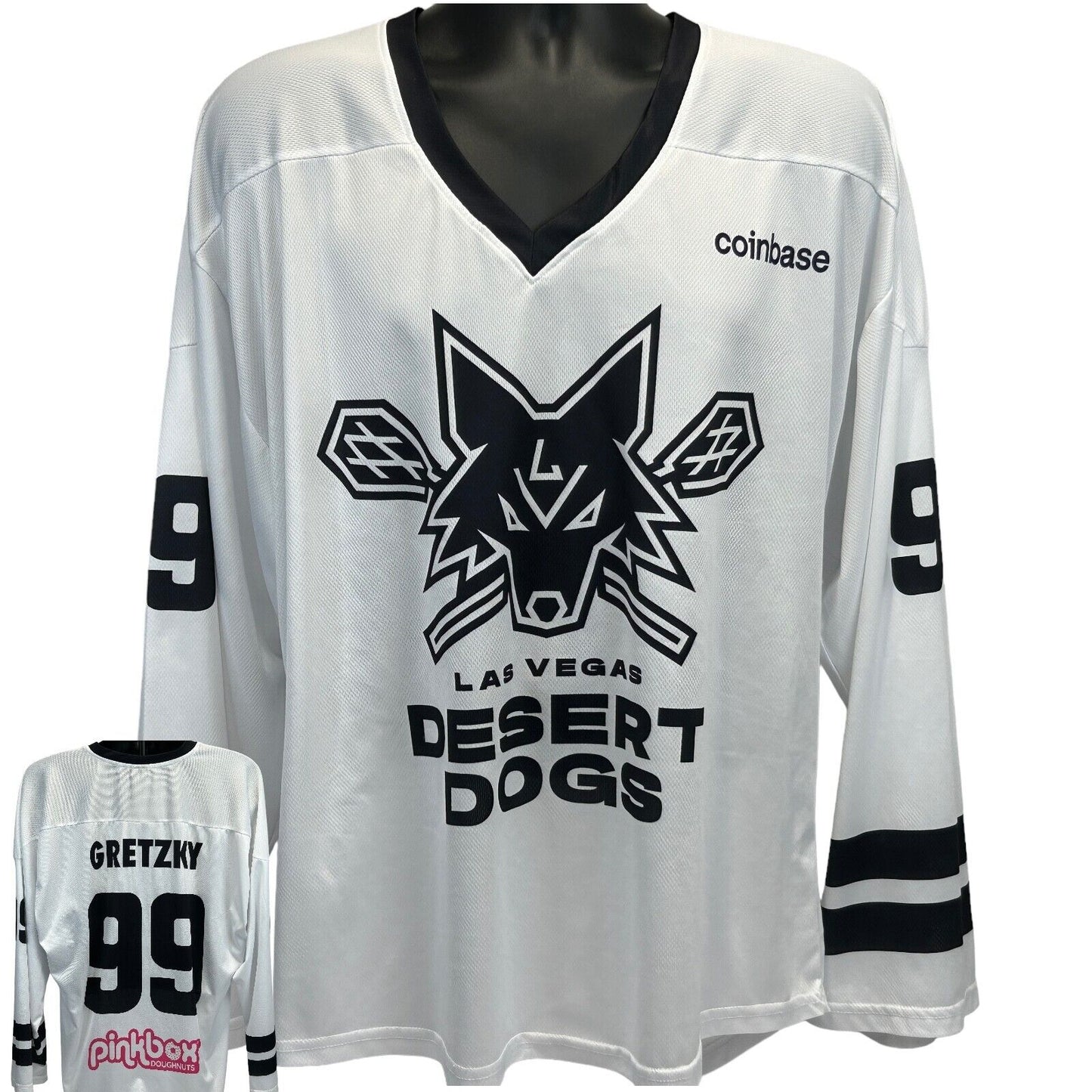 Camiseta de lacrosse NLL de Wayne Gretzky de Las Vegas Desert Dogs, talla extra grande, color blanco para hombre