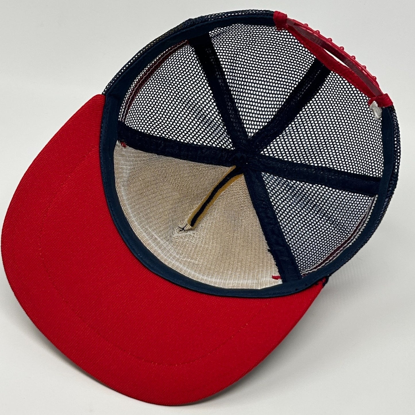 Vintage Siemens RFE 3 Stripe Trucker Hat Cap Blue 80s Mesh Snapback 5 Panel USA