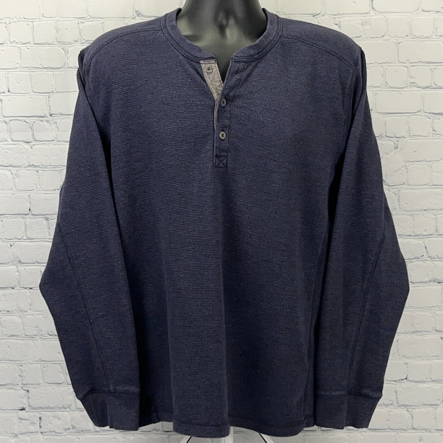 Eddie Bauer Thermal Henley XL X‑Large Blue Cotton Polyester Long Sleeve Shirt