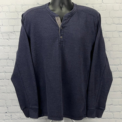 Eddie Bauer Thermal Henley XL X‑Large Blue Cotton Polyester Long Sleeve Shirt