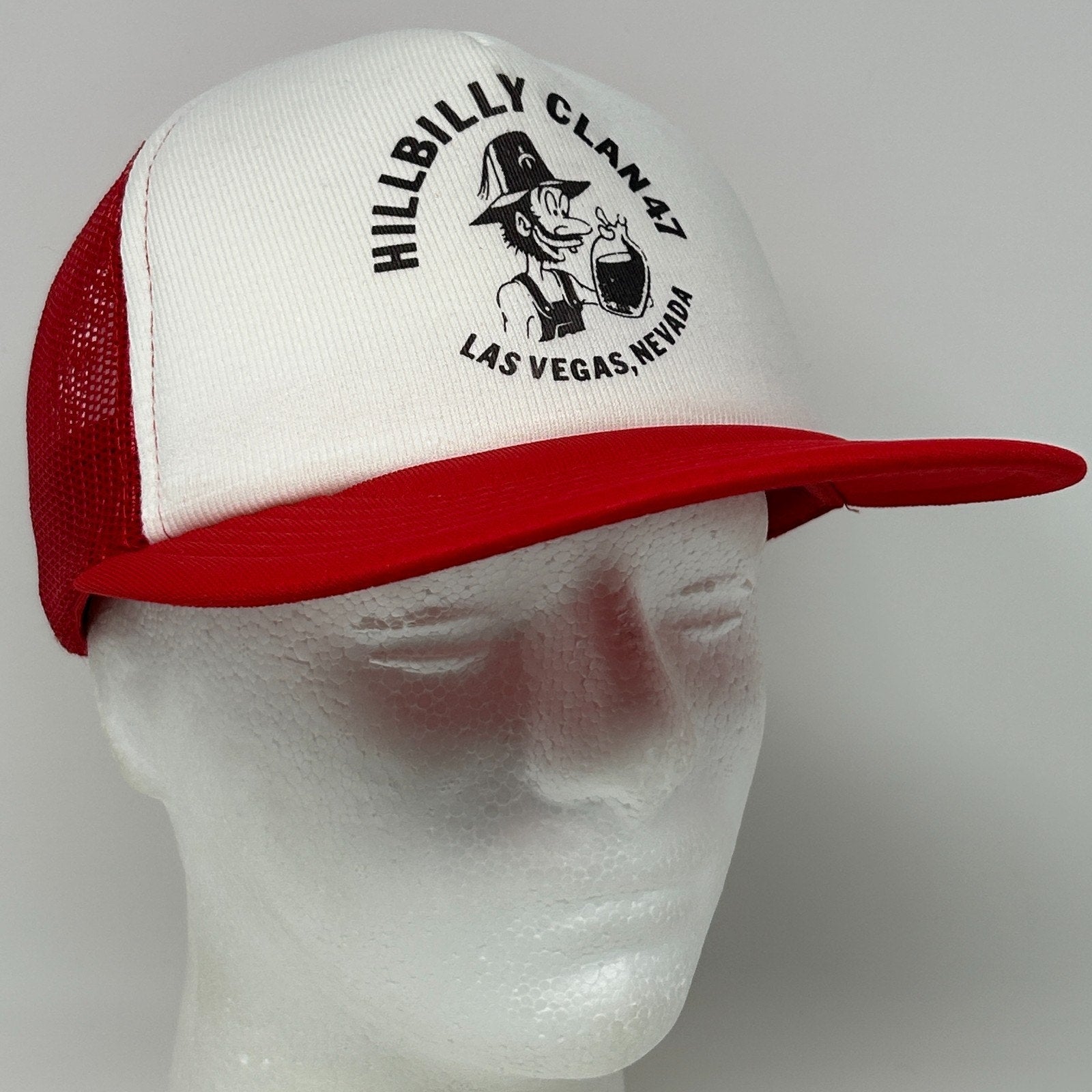 Vintage 80s Shriners Hillbilly Clan 47 Trucker Hat Baseball Cap Snapback Red - Neon Vintage
