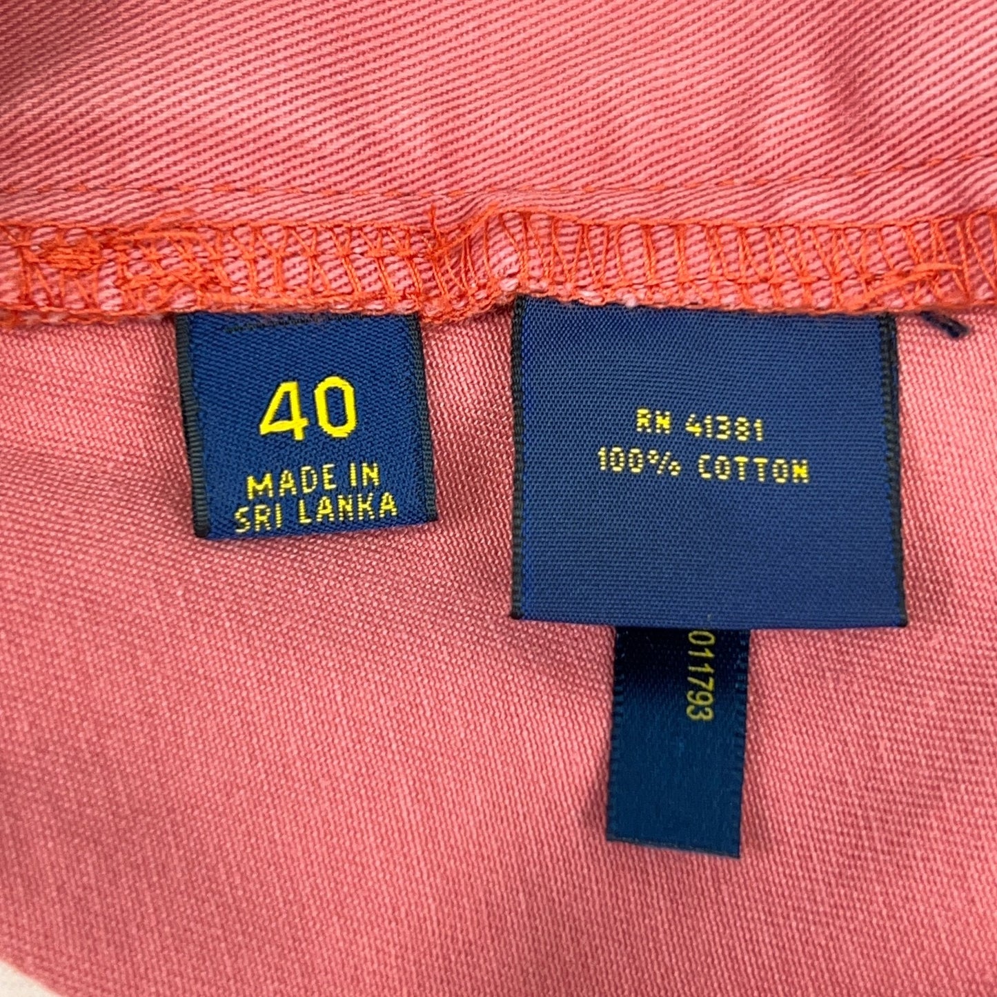 Ralph Lauren Polo Chino Shorts Pink Classic Fit Cotton Pockets Mens Size 40