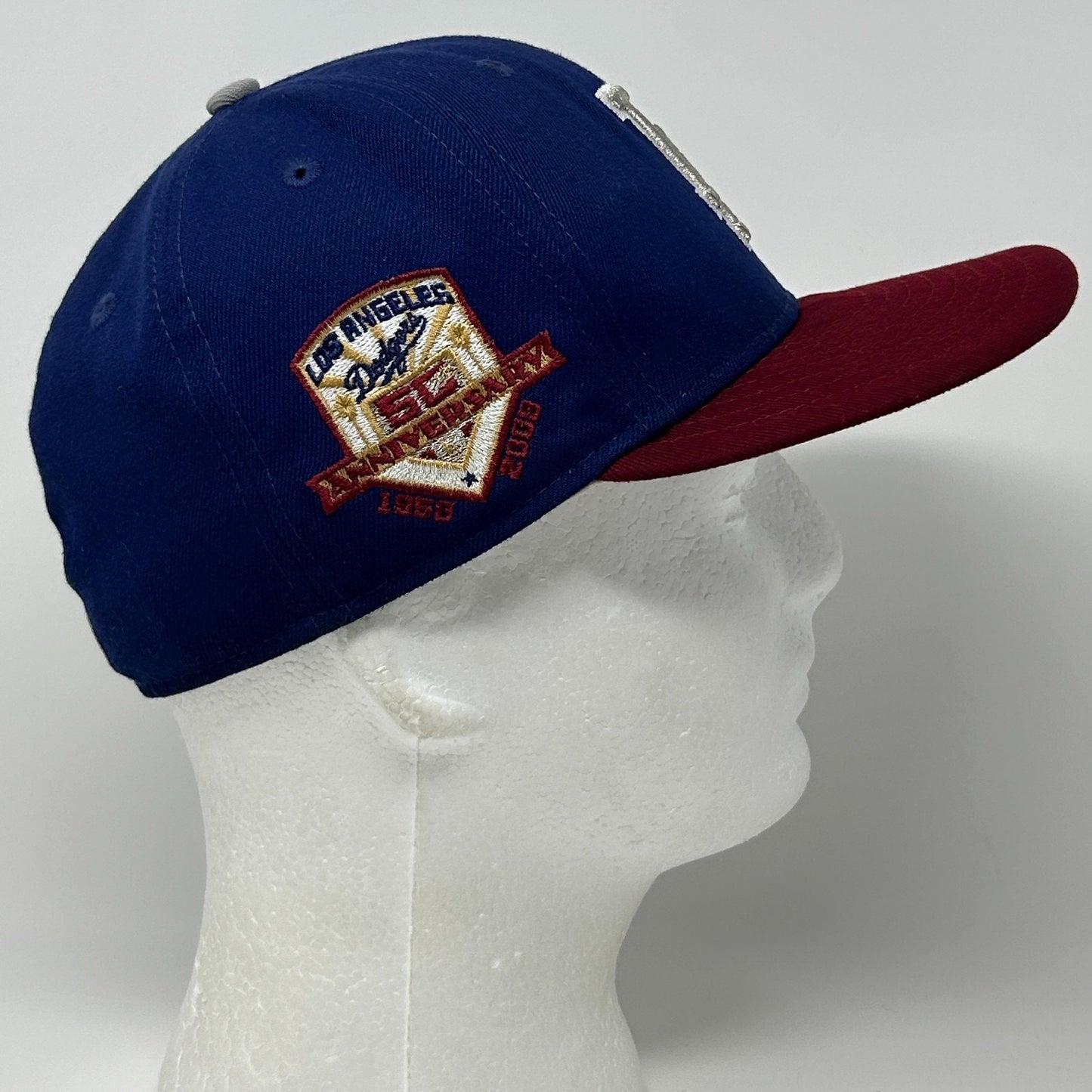 Los Angeles LA Dodgers 50th Anniv Hat Baseball Cap Blue New Era MLB Fitted 7 1/8 - Neon Vintage