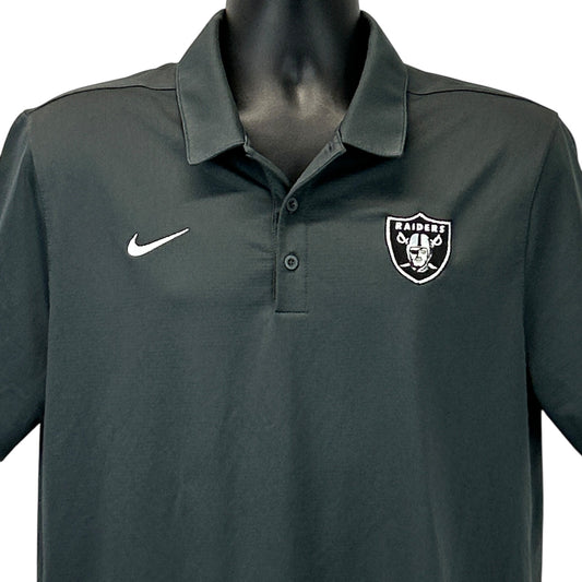Las Vegas Raiders Polo Shirt Gray NFL Short Sleeve Nike Dri Fit Mens L Large