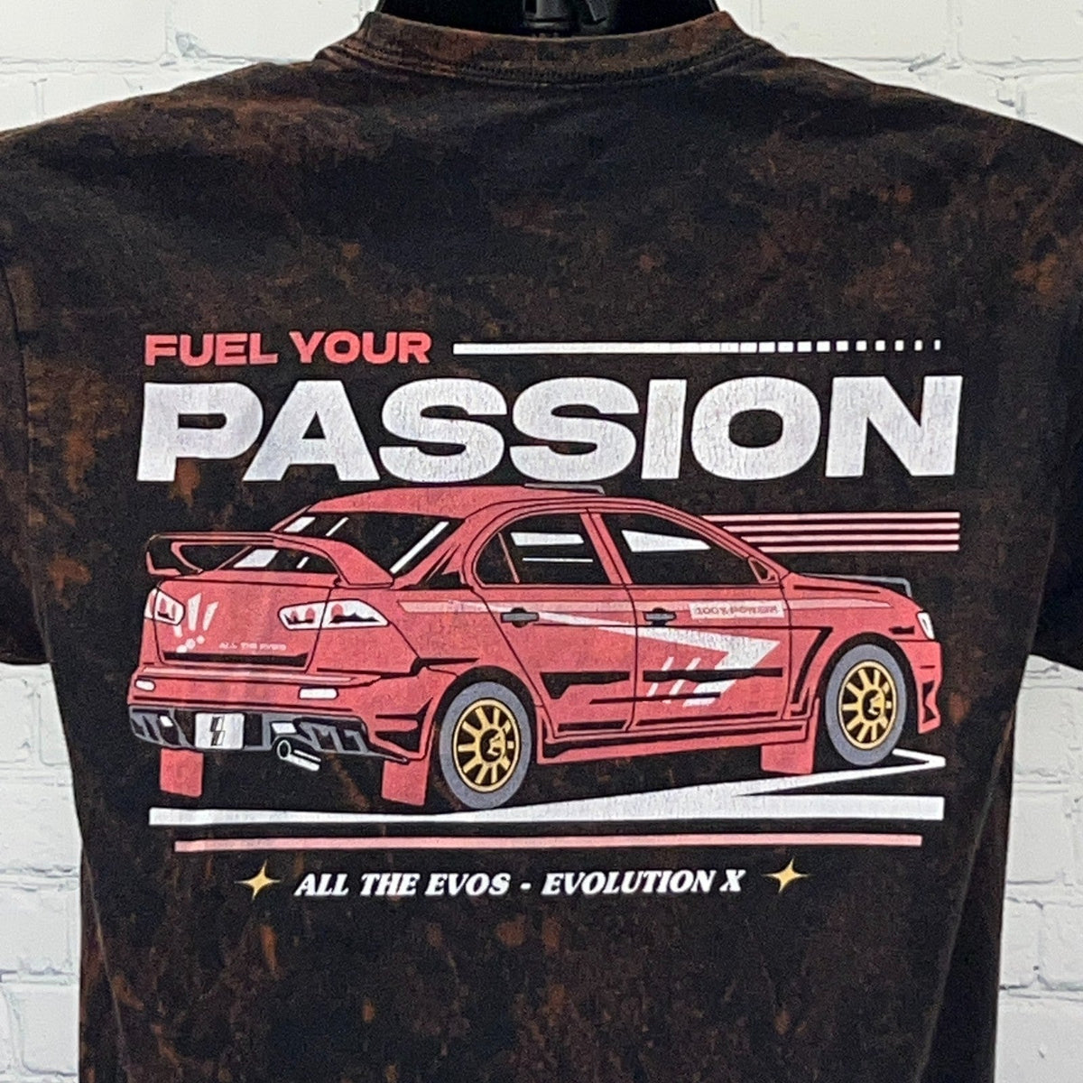 Mitsubishi Lancer Evolution X Evo X T Shirt S Small Bleach Tie Dye JDM Graphic