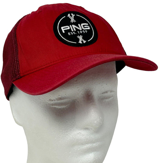 Gorra de camionero con parche de golf Ping Gorra de béisbol con cierre trasero rojo Golfing Golfer