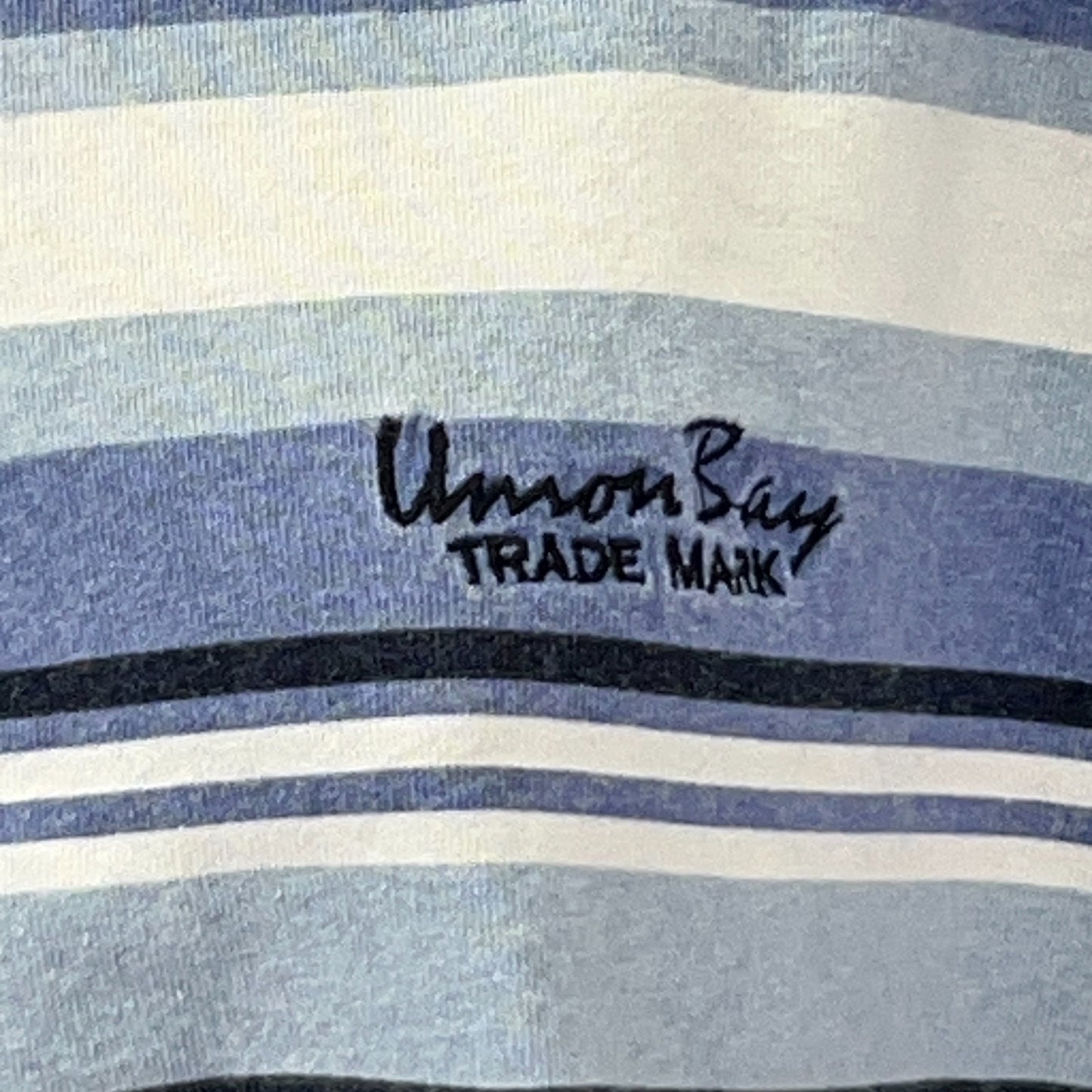 Vintage 90s UNIONBAY Striped Polo Shirt Long Sleeve Blue USA Womens M Medium