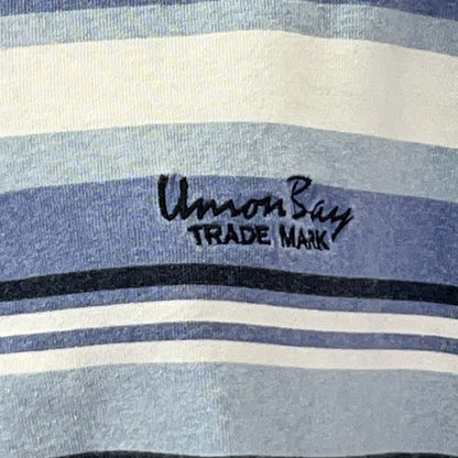 Vintage 90s UNIONBAY Striped Polo Shirt Long Sleeve Blue USA Womens M Medium