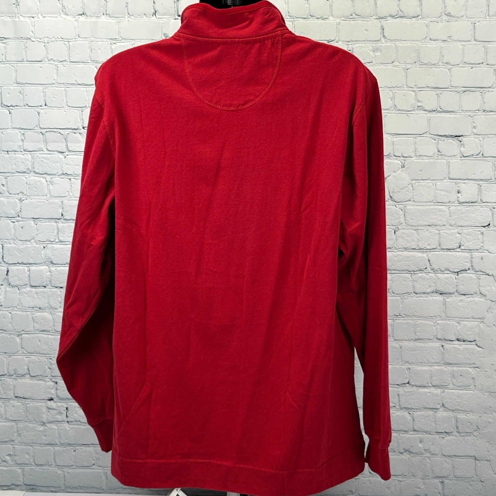 IZOD Quarter 1/4 Zip Sueded Jersey Sweater Long Sleeve Pullover Red Mens L Large - Neon Vintage