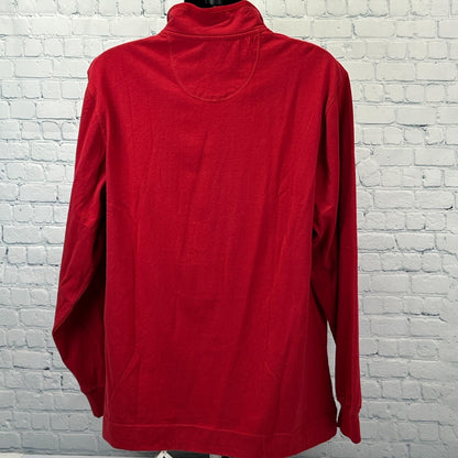 IZOD Quarter 1/4 Zip Sueded Jersey Sweater Long Sleeve Pullover Red Mens L Large - Neon Vintage