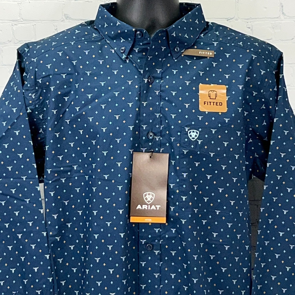 Ariat Gavyn Fitted Mens L Large Blue Long Sleeve Western Button Down Shirt NWT