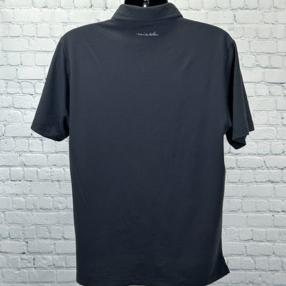 Travis Mathew Coastal Chest Stripe Polo Shirt Black Golf Golfer Mens L Large
