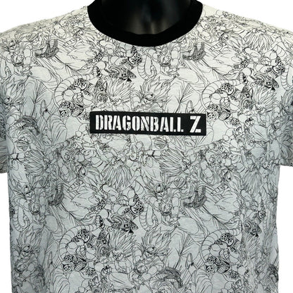 Camiseta de Dragon Ball Z AOP con estampado gráfico completo de anime pequeño para hombre, color blanco