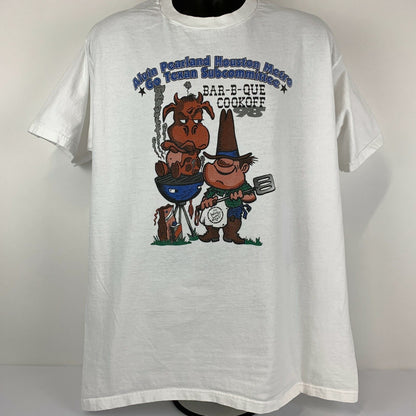 Texas Bar-B-Que BBQ Cookoff Vintage 90s T Shirt 2XL XXL Houston Alvin Mens White