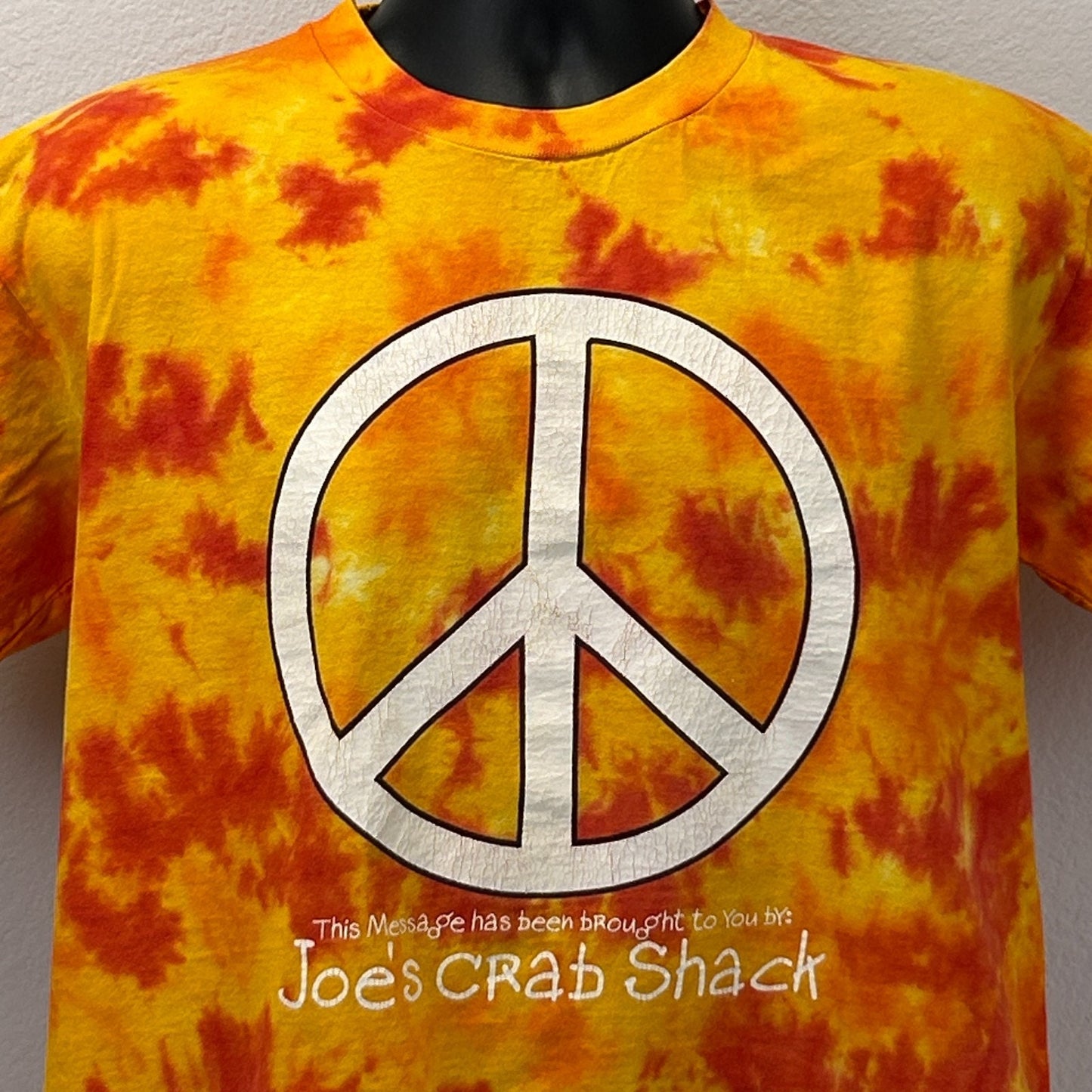 Vintage Joes Crab Shack T Shirt Mens L Large Orange 90s Peace Love and Crabs USA