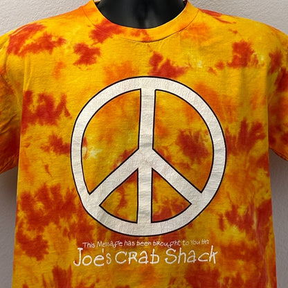 Vintage Joes Crab Shack T Shirt Mens L Large Orange 90s Peace Love and Crabs USA