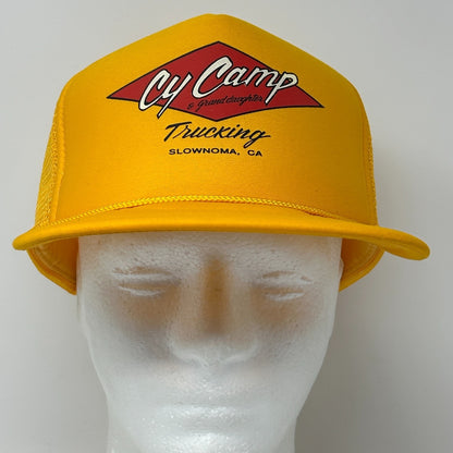Vintage 90s Cy Camp Trucking Trucker Hat Baseball Cap Sonoma Yellow Snapback