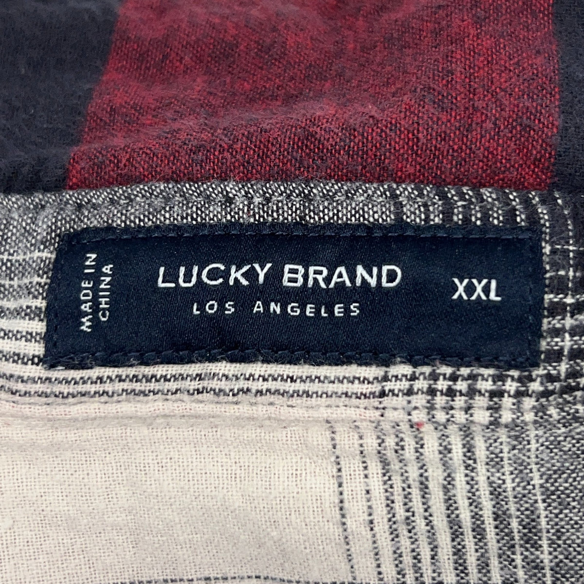 Lucky Brand Reversible Flannel Shirt Mens 2XL XXL Red Black Buffalo Plaid Snap