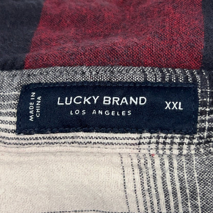 Lucky Brand Reversible Flannel Shirt Mens 2XL XXL Red Black Buffalo Plaid Snap