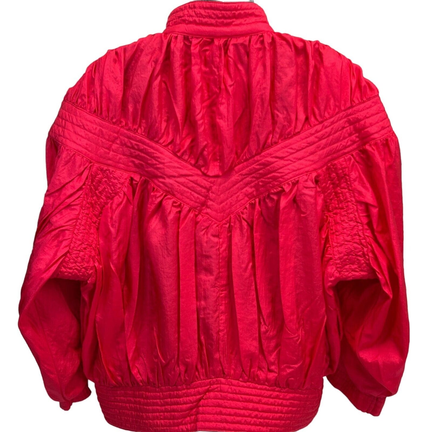 Abraxas Womens Vintage 80s Jacket Large Puffy Shoulder Pads Windbreaker Pink Red