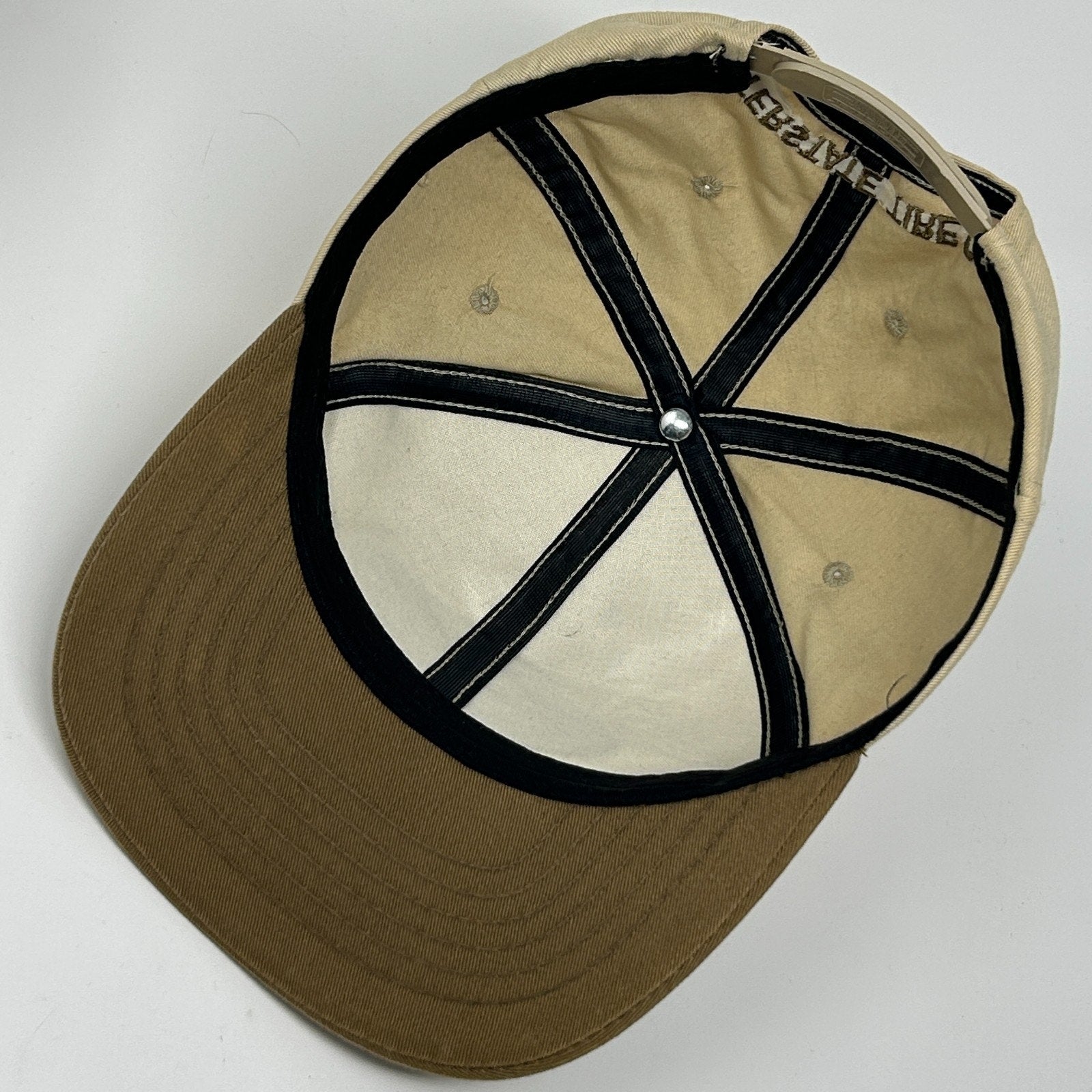 Vintage 90s Bandag Tires Hat Baseball Cap Interstate Tire Co Snapback Beige USA - Neon Vintage