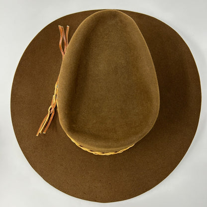 John B Stetson Company 3X XXX Beaver Cowboy Hat Western 3 Inch Brim Brown 6 7/8