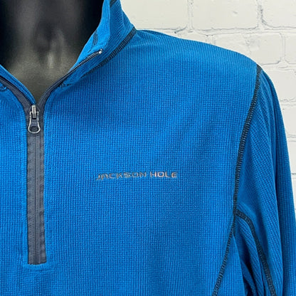 Jackson Hole Fleece Pullover Mens M Medium Blue Quarter Zip Outfitter Trading Co