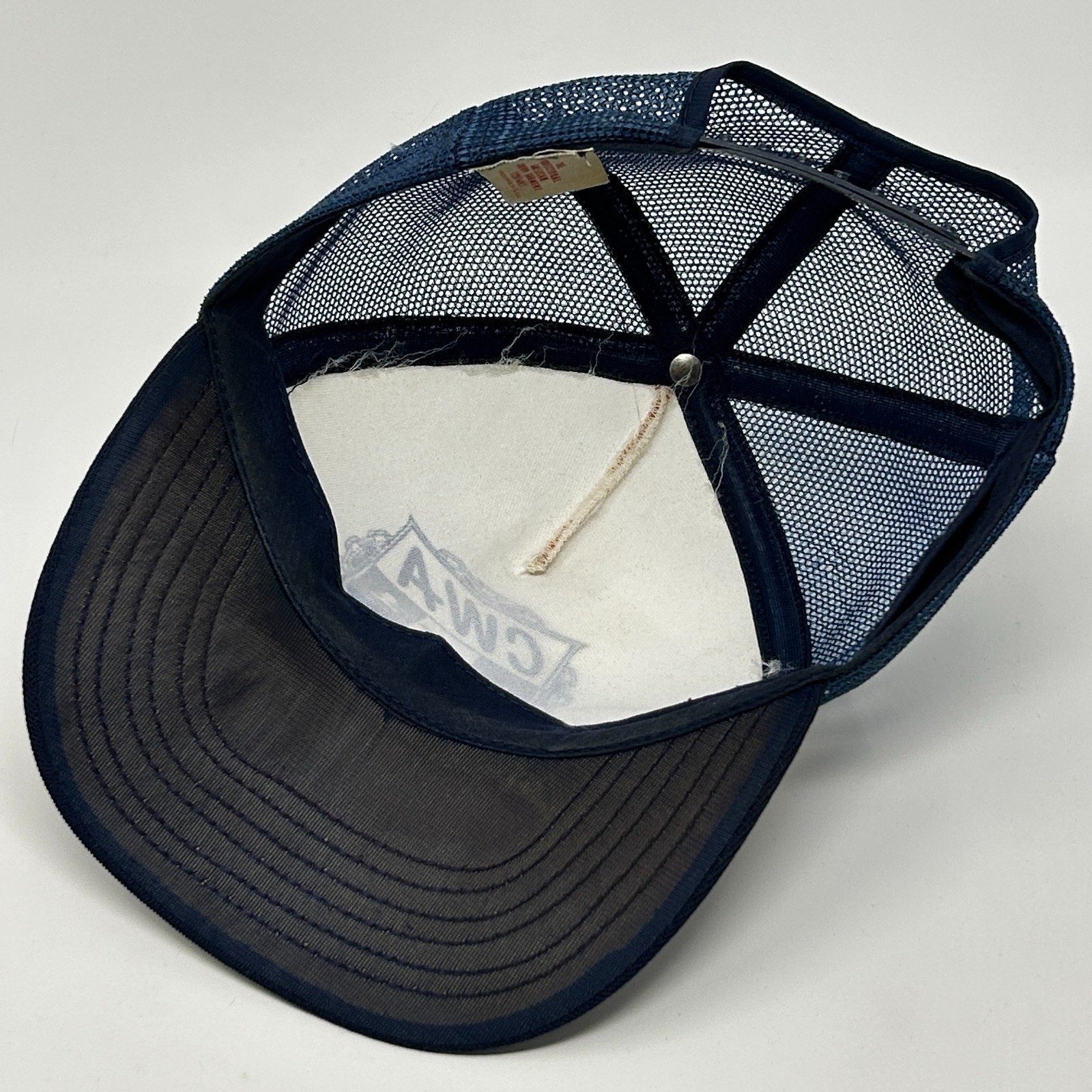Vintage 80s CWA Communications Workers Trucker Hat Baseball Cap Snapback Blue - Neon Vintage