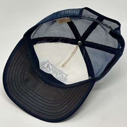 Vintage 80s CWA Communications Workers Trucker Hat Baseball Cap Snapback Blue - Neon Vintage