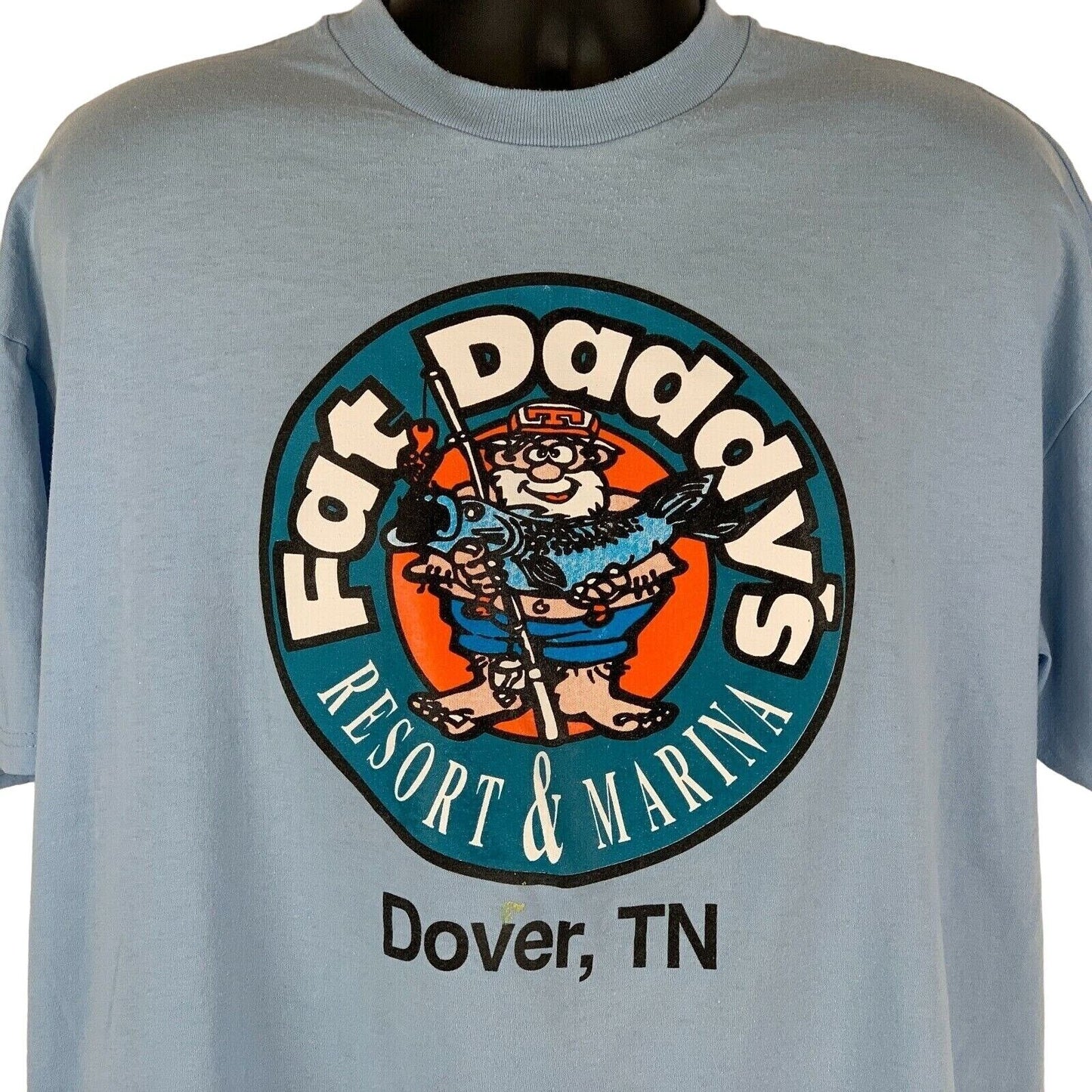 Fat Daddys Resort Marina Vintage 90s T Shirt X-Large Dover Tennessee Mens Blue