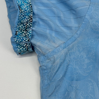 Robert Graham Paisley Button Front Shirt Short Sleeve Blue Mens L Large