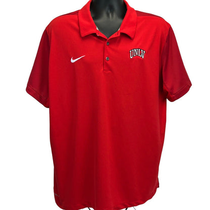 UNLV Runnin Rebels Nike Polo T Shirt 2XL XXL NCAA Las Vegas Dri Fit Tee Mens Red