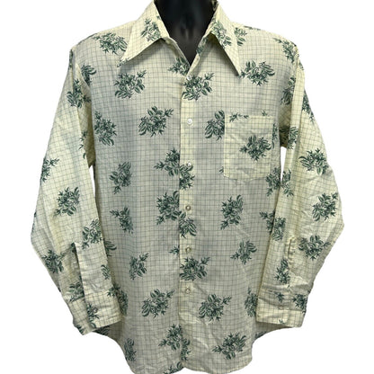 Camisa con botones delanteros vintage Sears Kings Road de los años 60 y 70, talla grande, para hombre, color amarillo