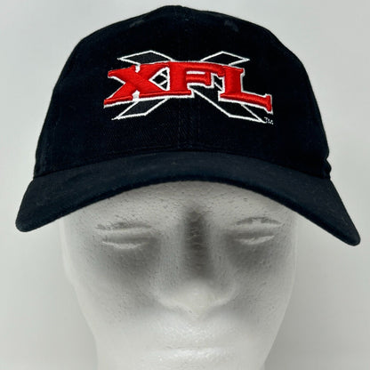 Vintage XFL Logo Baseball Hat Cap Y2Ks 2000s Football WWE Vince McMahon Black