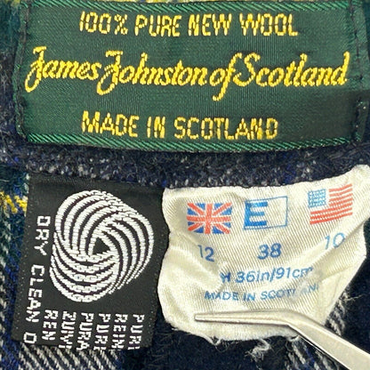 James Johnston Scotland Womens Kilt X-Small Green Blue Plaid Tartan Skirt Wool