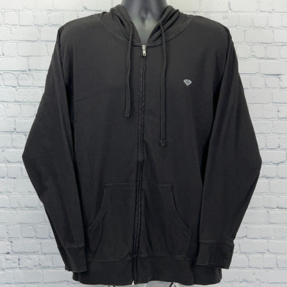 Diamond Supply Co Hooded T Shirt Hoodie Long Sleeve Full Zip Black XL X-Large